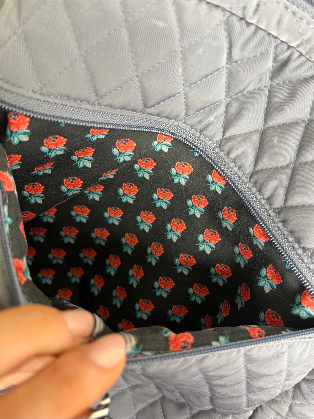 Vera Bradley Gray Quilted Campus Backpack | Large Travel  Bag | Floral Lining - Picture 6 of 15